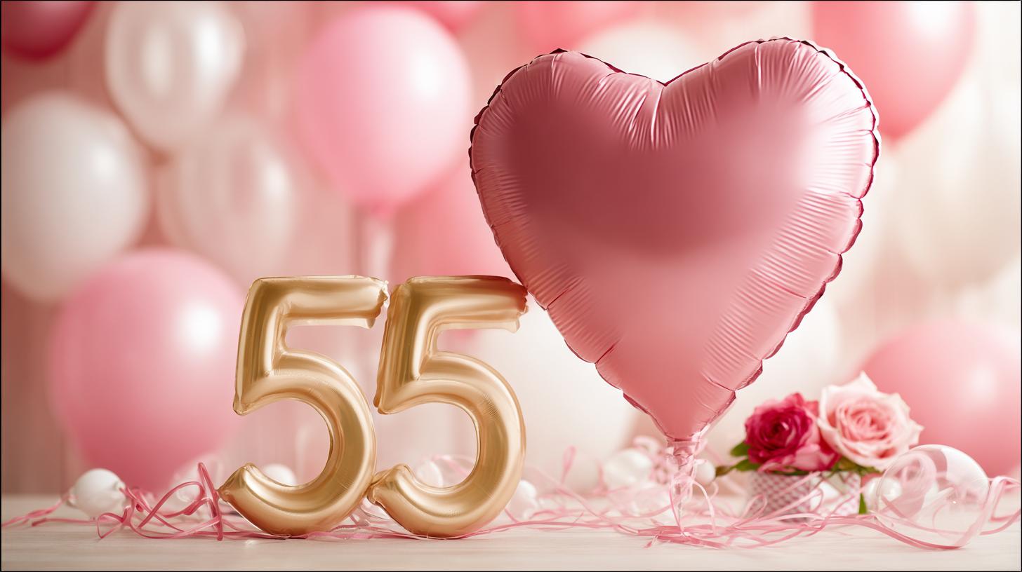 Привітання з ювілеєм — 55 років Жінці: Від щирого серця вітаю з 55-річчям! Нехай кожен день приносить радість, міцне здоров'я і світлі моменти, а поруч будуть вірні та люблячі люди. Подрузі: Дорога подруго, вітаю з ювілеєм! Бажаю невичерпної енергії, яскравих вражень і щоб усі мрії збувалися з легкістю. Колезі: Шановна колего, з 55-річчям! Нехай професійні успіхи, повага колективу та гарний настрій супроводжують Вас щодня. Мамі: Мамо, вітаю з 55! Дякую за твою любов, мудрість і турботу — нехай здоров'я, спокій і щастя будуть завжди поруч. Тещі: Дорога тещо, вітаю з ювілеєм! Нехай кожен день дарує мир, здоров'я і радість, а серце співає від щастя. Свекрусі: Шановна свекрухо, щиро вітаю з 55-річчям! Бажаю міцного здоров'я, теплих родинних моментів і багато світлих днів. Хрещеній: Хрещена, з ювілеєм! Бажаю благополуччя, тепла душі і щасливих подій на кожному кроці. Тітці: Тітко, вітаю з 55! Нехай життя буде сповнене яскравих вражень, любові та міцного здоров'я. Дружині: Кохана дружино, з ювілеєм! Дякую, що ти поруч; нехай кожен день приносить ніжність, радість і здійснення бажань. Сестрі: Сестро, вітаю з 55-річчям! Будь завжди такою ж життєрадісною, сильною і щасливою, нехай збуваються всі твої мрії.. Вітання до 55 річчям, з днем народження на ювілей 55 років жінці, подрузі, колезі, мамі, тещі, свекрусі, хрещеній, тітці, дружині, сестрі власними словами Привітання з ювілеєм — 55 років Жінці: Від щирого серця вітаю з 55-річчям! Нехай кожен день приносить радість, міцне здоров'я і світлі моменти, а поруч будуть вірні та люблячі люди. Подрузі: Дорога подруго, вітаю з ювілеєм! Бажаю невичерпної енергії, яскравих вражень і щоб усі мрії збувалися з легкістю. Колезі: Шановна колего, з 55-річчям! Нехай професійні успіхи, повага колективу та гарний настрій супроводжують Вас щодня. Мамі: Мамо, вітаю з 55! Дякую за твою любов, мудрість і турботу — нехай здоров'я, спокій і щастя будуть завжди поруч. Тещі: Дорога тещо, вітаю з ювілеєм! Нехай кожен день дарує мир, здоров'я і радість, а серце співає від щастя. Свекрусі: Шановна свекрухо, щиро вітаю з 55-річчям! Бажаю міцного здоров'я, теплих родинних моментів і багато світлих днів. Хрещеній: Хрещена, з ювілеєм! Бажаю благополуччя, тепла душі і щасливих подій на кожному кроці. Тітці: Тітко, вітаю з 55! Нехай життя буде сповнене яскравих вражень, любові та міцного здоров'я. Дружині: Кохана дружино, з ювілеєм! Дякую, що ти поруч; нехай кожен день приносить ніжність, радість і здійснення бажань. Сестрі: Сестро, вітаю з 55-річчям! Будь завжди такою ж життєрадісною, сильною і щасливою, нехай збуваються всі твої мрії.. Вітання до 55 річчям, з днем народження на ювілей 55 років жінці, подрузі, колезі, мамі, тещі, свекрусі, хрещеній, тітці, дружині, сестрі власними словами фото
